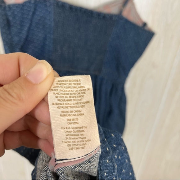 Free People Denim Jean Polka Dot Bustier Dress - Picture 9 of 9